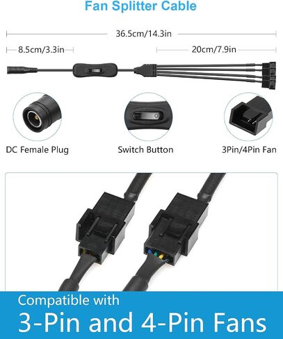 SHNITPWR 12 فولت وحدة تحكم في سرعة المروحة 24 وات PC مروحة إمداد الطاقة قابل للتعديل 110 فولت - 240 فولت تيار متردد إلى تيار مستمر 3-12 فولت محول مروحة الكمبيوتر PWM وحدة تحكم مروحة PWM مع كابل فاصل مروحة 4 دبابيس DC أنثى إلى 4 × 3/4 دبوس in Saudi Arabia