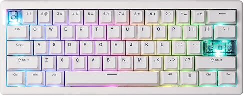 CIDOO QK61 VIA Programmable 60% Compact Keyboard, Wireless Gaming Keyboard, Hot Swappable Custom Keyboard, Gasket Mechanical Keyboard with PC Plate, RGB, 3000mAh Battery for Win/Mac (White) in Kuwait