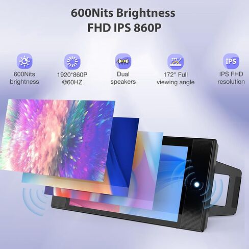 شاشة Kwumsy المحمولة 12.3 بوصة - شاشة L1S للسفر شاشة كمبيوتر رفيعة للغاية FHD IPS 600CD/㎡ موسع شاشة خارجية مع حامل قابل للطي لأجهزة الكمبيوتر المحمول Windows Macbook Linux PC PS4/5 in Saudi Arabia
