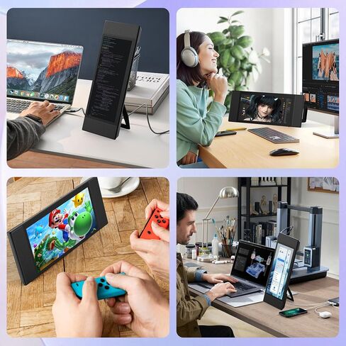 شاشة Kwumsy المحمولة 12.3 بوصة - شاشة L1S للسفر شاشة كمبيوتر رفيعة للغاية FHD IPS 600CD/㎡ موسع شاشة خارجية مع حامل قابل للطي لأجهزة الكمبيوتر المحمول Windows Macbook Linux PC PS4/5 in Saudi Arabia