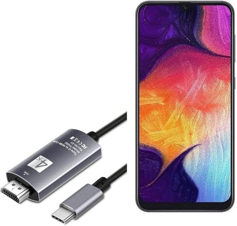 كابل BoxWave متوافق مع هاتف Samsung Galaxy A50 - كابل SmartDisplay - USB من النوع C إلى HDMI (6 أقدام)، كابل USB C/HDMI لهاتف Samsung Galaxy A50 - أسود in Saudi Arabia