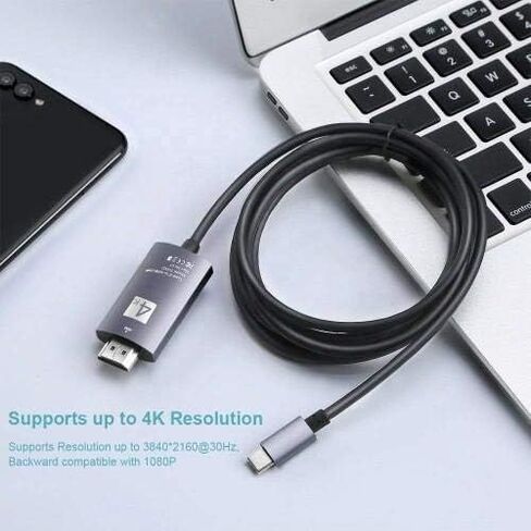 كابل BoxWave متوافق مع هاتف Samsung Galaxy A50 - كابل SmartDisplay - USB من النوع C إلى HDMI (6 أقدام)، كابل USB C/HDMI لهاتف Samsung Galaxy A50 - أسود in Saudi Arabia