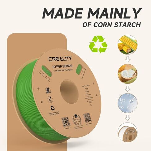 خيوط Creality Hyper PLA 1.75 مم أبيض وأسود 2 كجم، 30-600 مم/ثانية خيوط طابعة PLA ثلاثية الأبعاد عالية السرعة، عبوتان بكرة 1 كجم (2.2 رطل) PLA، دقة الأبعاد +/-0.02 مم، تناسب معظم طابعات FDM ثلاثية الأبعاد in Kuwait