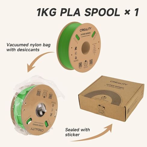 خيوط Creality Hyper PLA 1.75 مم أبيض وأسود 2 كجم، 30-600 مم/ثانية خيوط طابعة PLA ثلاثية الأبعاد عالية السرعة، عبوتان بكرة 1 كجم (2.2 رطل) PLA، دقة الأبعاد +/-0.02 مم، تناسب معظم طابعات FDM ثلاثية الأبعاد in Kuwait