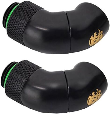 محول Bitspower G 1/4 بوصة أسود غير لامع مزدوج دوار 90 درجة IG 1/4 بوصة 2 حزمة in Kuwait