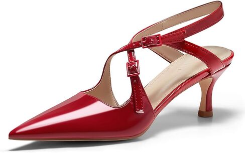 Coutgo Womens Slingback Kitten Heels Pointed Toe Criss Cross Pumps Buckle Office Dress Shoes in Saudi Arabia