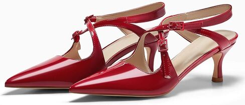 Coutgo Womens Slingback Kitten Heels Pointed Toe Criss Cross Pumps Buckle Office Dress Shoes in Saudi Arabia