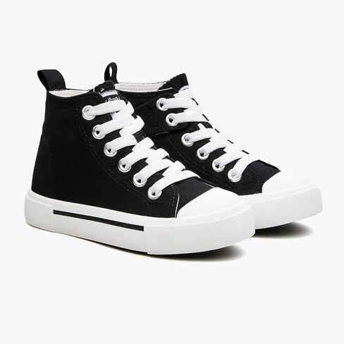 Girls and Boys Canvas Mid-Top Sneakers with Elastic Closure and Comfort Insole in Saudi Arabia
