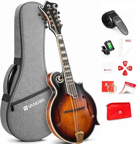 Vangoa F-Style Mandolins Instrument 29-Fret, 8 String Acoustic Mandolin With Protective Plate, for Beginner Adults, Sunburst in Saudi Arabia