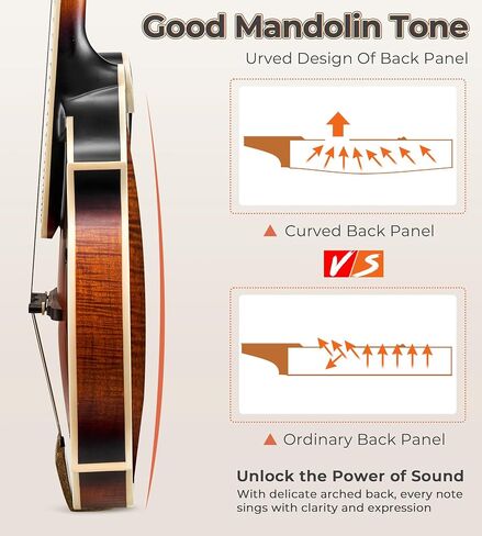 Vangoa F-Style Mandolins Instrument 29-Fret, 8 String Acoustic Mandolin With Protective Plate, for Beginner Adults, Sunburst in Saudi Arabia