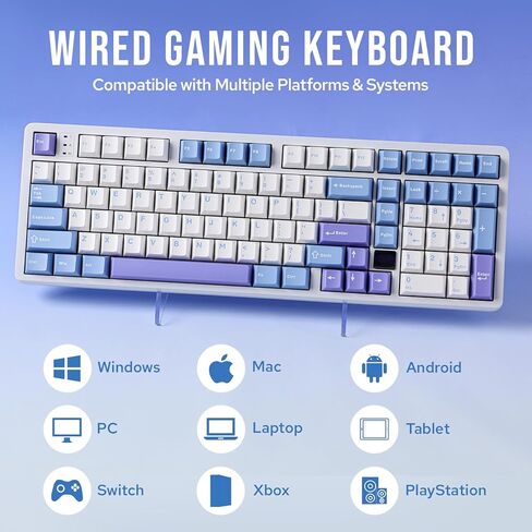 لوحة مفاتيح سلكية للألعاب من سبائك الألومنيوم LEOBOG Hi98، لوحة مفاتيح مخصصة قابلة للتبديل بنسبة 98%، لوحة مفاتيح ميكانيكية مثبتة على حشية قابلة للبرمجة مع لوحة FR4، NKRO، RGB لنظام Win/Mac/Linux (أبيض) in Kuwait