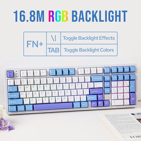 لوحة مفاتيح سلكية للألعاب من سبائك الألومنيوم LEOBOG Hi98، لوحة مفاتيح مخصصة قابلة للتبديل بنسبة 98%، لوحة مفاتيح ميكانيكية مثبتة على حشية قابلة للبرمجة مع لوحة FR4، NKRO، RGB لنظام Win/Mac/Linux (أبيض) in Kuwait