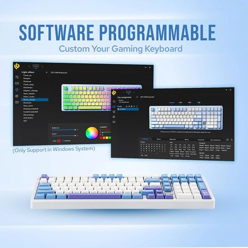لوحة مفاتيح سلكية للألعاب من سبائك الألومنيوم LEOBOG Hi98، لوحة مفاتيح مخصصة قابلة للتبديل بنسبة 98%، لوحة مفاتيح ميكانيكية مثبتة على حشية قابلة للبرمجة مع لوحة FR4، NKRO، RGB لنظام Win/Mac/Linux (أبيض) in Kuwait