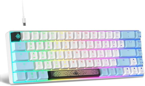 MANBASNAKE MK14 60% Mechanical Gaming Keyboard, Compact 68 Keys Mini Wired Office Keyboard, Anti-ghosting Mechanical Red Switches RGB Gaming Keyboard for Laptop/PC Gamer in Saudi Arabia