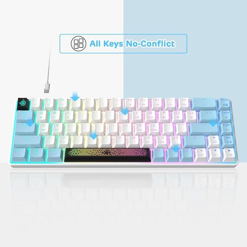 MANBASNAKE MK14 60% Mechanical Gaming Keyboard, Compact 68 Keys Mini Wired Office Keyboard, Anti-ghosting Mechanical Red Switches RGB Gaming Keyboard for Laptop/PC Gamer in Saudi Arabia