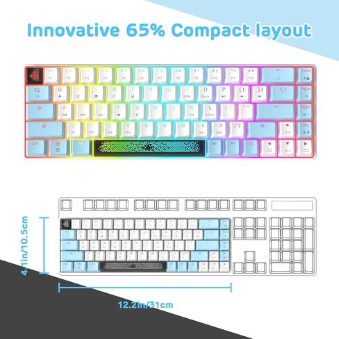 MANBASNAKE MK14 60% Mechanical Gaming Keyboard, Compact 68 Keys Mini Wired Office Keyboard, Anti-ghosting Mechanical Red Switches RGB Gaming Keyboard for Laptop/PC Gamer in Saudi Arabia