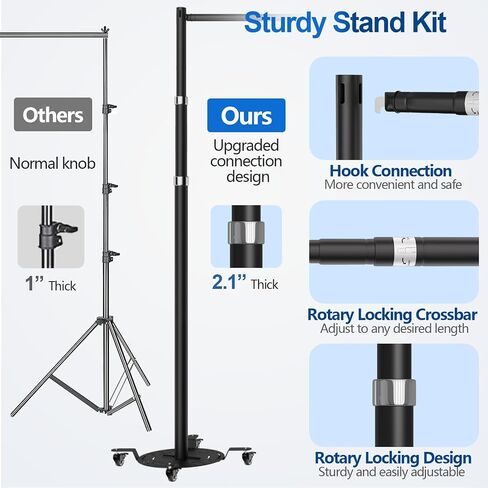 10 x 10 ft Pipe and Drape Backdrop Stand with Wheels Heavy Duty Photography Background Kit Adjustable Metal Frame for Party, Wedding, Video Studio, Exhibition - Black in Saudi Arabia