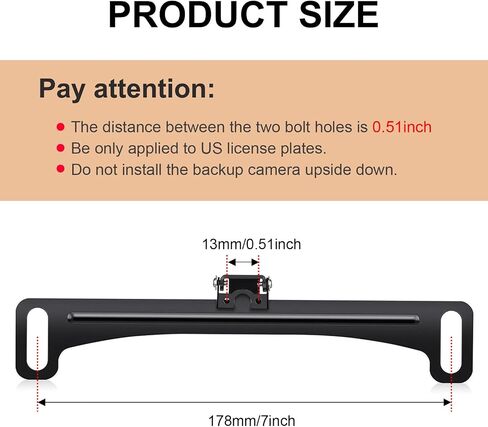 B-Qtech Car Rear View Camera License Plate Bracket, Back Up Camera License Plate Frame, Universal Car Dash Cam Mirror Camera Metal Bracket, Reverse Rear View Backup Camera Kit in Saudi Arabia