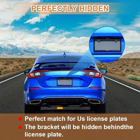 B-Qtech Car Rear View Camera License Plate Bracket, Back Up Camera License Plate Frame, Universal Car Dash Cam Mirror Camera Metal Bracket, Reverse Rear View Backup Camera Kit in Saudi Arabia