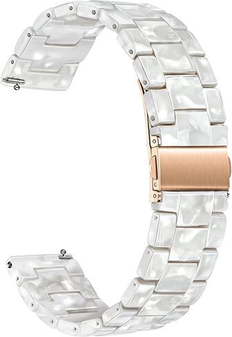 حزام نسائي من TRUMiRR لساعة Vivoactive 4S 40 مم / Venu 2S / Venu 3S الذكية، سوار ساعة من الراتنج الفاخر 18 مم من الفولاذ المقاوم للصدأ بإبزيم لـ Garmin Vivomove 3S / Forerunner 265S in Saudi Arabia