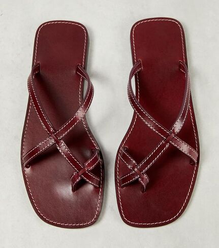 Crisscross Straps Toe Ring Flat Sandals Square Toe Strappy Sandals in Saudi Arabia