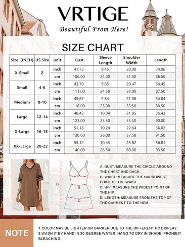 Vrtige Women's Casual Cotton Nightgown V Neck Short Sleeve Sleepwear Loose Nightdress Nightshirt in Kuwait