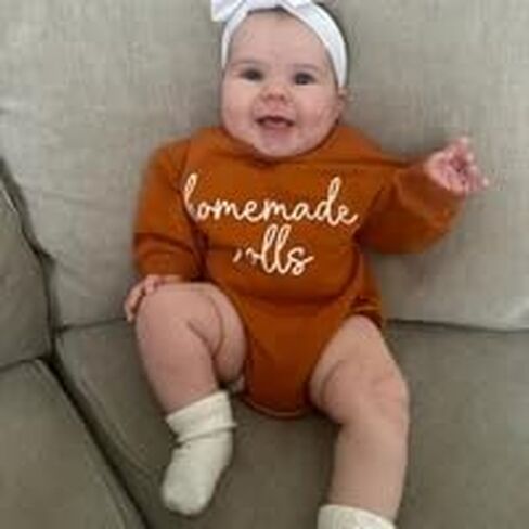 Pudcoco Baby Boys Girls Thanksgiving Outfit Homemade Rolls Bubble Sweatshirt Romper Bodysuit Fall Clothes in Saudi Arabia