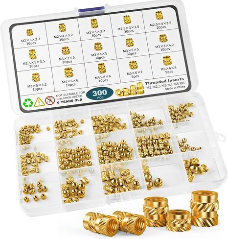 220Pcs Heat Set Insert Assortment, Premium M2 M2.5 M3 M4 M5 M6 Metric Threaded Inserts Brass Female Hot Melt Knurled Nut Inserts Embedment Kit for Plastic and 3D Printing Components in Saudi Arabia