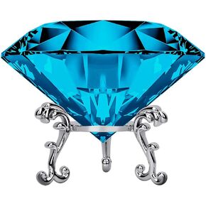 60mm(2.36 in) Large Crystal Diamond Paperweight with Stand Jewels Wedding Decorations Centerpieces Home Decor (60mm, Clear)