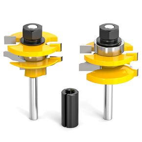 2PCS Bit Ogee Rail and Stile Router Bit Set 1/4 Inch Shank Woodworking Tongue and Groove Router Bit Raised Panel Milling Cutter Tools for Cabinet Door, Frames and More