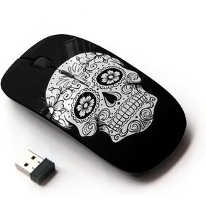 Graphic4You Mexican Sugar Skull (Black) Ergonomic Wireless Mouse with Nano Receiver