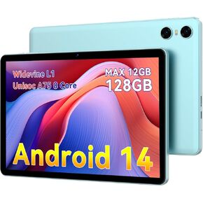 Android 14 Tablets, 10 Inch Tablet, P10 Tablet 12GB RAM+128GB ROM(TF 1TB), Unisoc A75 8 Core CPU, Widevine L1, 1280x800 IPS HD Touch Screen, 6000mAh, Three Cameras, BT 5.0, WiFi, Face Unlocked…