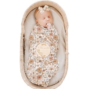 Konssy موسلين طفلة حديثي الولادة تلقي بطانية مع مجموعة عصابات رأس قماط الطفل الحضانة قماط التفاف in Kuwait