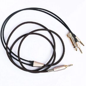 NewFantasia Replacement Cable for Beyerdynamic T1 2nd Generation / T5p Second Generation Headphones 3.5mm Male and 6.35mm Adapter to Dual 3.5mm Jack Male Audio HiFi Cord 1.2m/4ft