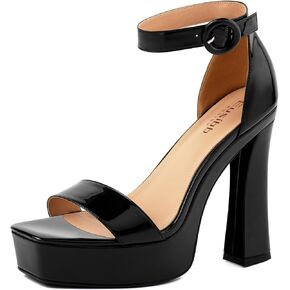 Women's square toe open toe high heels, thick sole platform, fashionable square root ankle strap, thick heel sandals, sexy dress, party shoes