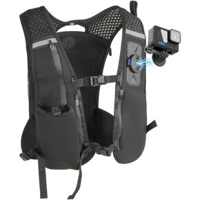 Running Vest with Action Camera Mount Compatible with GoPro Hero 13/12/11/10, Running Hydration Vest with 500ml Soft Flask for Trail Running Hiking