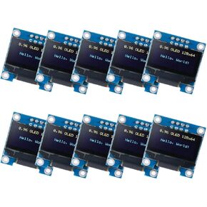 10PCS 0.96" OLED Module 12864 128x64 OLED Display SSD1306 Driver I2C IIC Serial Self-Luminous Display Board Compatible with Arduino Raspberry PI (10PCS, Blue)