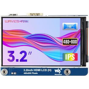 Waveshare 3.2inch HDMI IPS LCD Display Compatible with Raspberry Pi 4B/3B+/3A+/2B/B+/A+/Zero/Zero W/WH/Zero 2W CM3+/4 Series Boards 480×800 Resolution No Touch Supports Jerson Nano/Windows