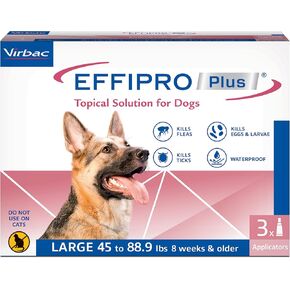 Virbac Effipro Plus Topical Solution for Dogs - Dog Flea and Tick Treatment for Small Dogs (5-22.9lbs), 3 Doses, Waterproof Topical Prevention