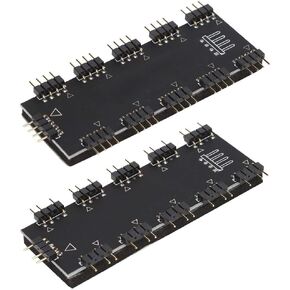 ASHATA Computer Fan RGB Hub,Computer 10-Channel RGB Hub,PC Motherboard RGB Fan Extension Cable,RGB LED Splitter Hub,Suitable for PC Desktop Computer Motherboard(5V 3-Pin)