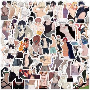 50pcs Anime Boys Stickers Sexy Cool Cartoon Muscle Man Stickers for Adult Skateboard,Waterproof Vinyl Decals for Teens Water Bottle Suitcase Journal Bumper Phone Car