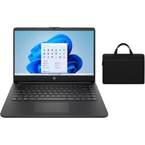 HP 14" HD Laptop | Quad-core Intel Celeron N4120 Processor | Intel UHD Graphics| One Year Office 365 | Jet Black | 16GB RAM | 128GB SSD | Windows 11 S | Bundle with Black Bag
