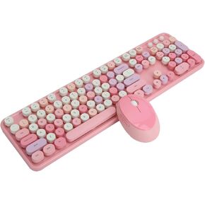Keyboard an 2.4Ghz 104 Key Keyboard and Mouse Set Office Desktop Cute Keyboard for Computer (Mixed Color)
