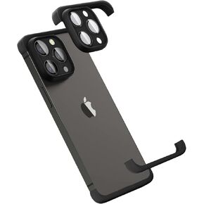 for iPhone 16 Pro Max Case with Camera Lens Protector, No Back Bumper Frameless Design Slim Thin Lightweight Silicone Bumper Cover Compatible with MagSafe Wireless Charging (Black)