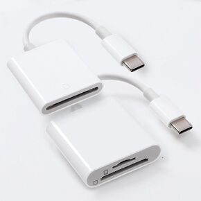USB C SD Card Reader, 2 in 1 Type C Memory Card Reader, Micro TF Adapter Trail Camera Viewer Plug and Play Compatible with Samsung Android Laptop (2 Packs)