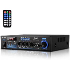 AV-568 Stereo Home Audio Amplifier,300W Max Power Home Theater Stereo Amplifier Receivers with Bluetooth/MIC/USB/SD/AUX/FM,Stereo Audio Amplifier Receivers for Studio,Home,Karaoke