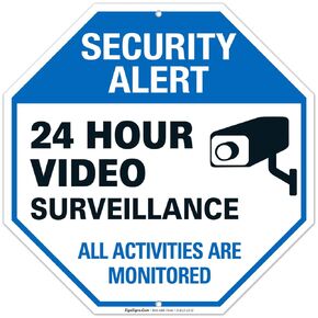 Sigo Signs, Video Surveillance Sign Outdoor | 24 Hour CCTV Camera Surveillance Sign, Large 12x12 Rust Free Premium Aluminum, Weather/Fade Resistant, Easy Mounting, Indoor/Outdoor Use, Made in USA