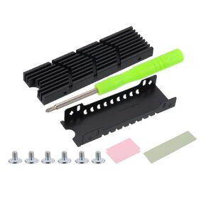 uxcell 1 Pack M.2 2280 NVME SSD Heatsink مع قاعدة بالوعة الحرارة، وسادات حرارية من السيليكون، مفك براغي، 73x22x6 مم، أسود