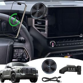 for Toyota Tundra Phone Mount 15W Fast Wireless Charger for 2024 Tundra Phone Holder Toyota Tundra Accessories Custom Fit Tundra 2022-present Compatible for All Cell Phones