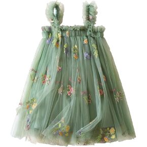 فستان TTYAOVO للفتيات الصغيرات من التول تنورة صيفية للأميرة الفراشة مقاس 110 (4 سنوات، 1973 وردي) in Kuwait